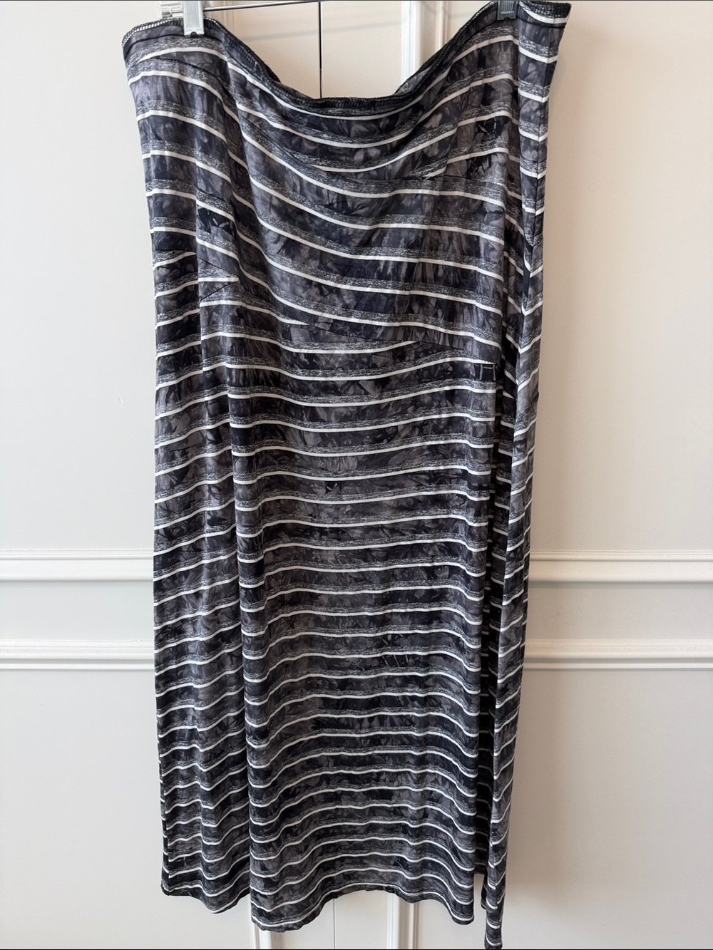 ONE WORLD Black and White Striped Maxi Skirt